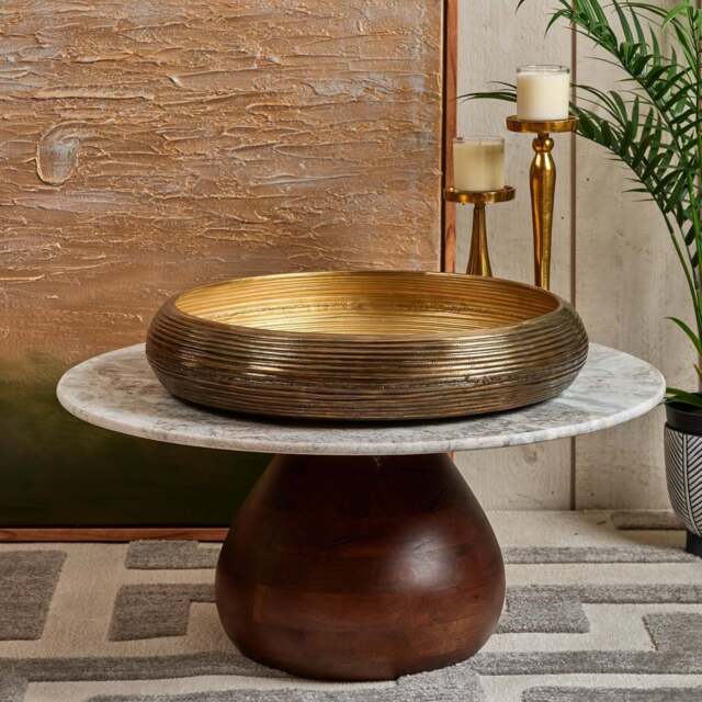 Metal Bowl Tray in Brass Finish - Large - image 1