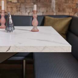 Jupiter Dining Set - Marble Effect - With RHF Corner Bench in Blue - thumbnail 3