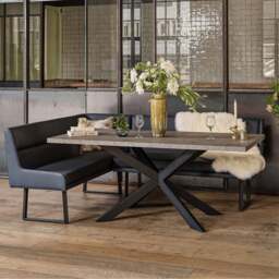 Jupiter Dining Set - Faux Concrete - With RHF Corner Bench in Blue - thumbnail 2