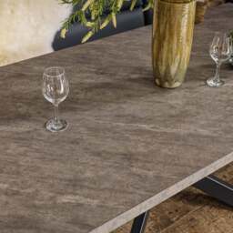 Jupiter Dining Set - Faux Concrete - With RHF Corner Bench in Blue - thumbnail 4