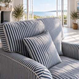 Eastbourne Armchair in Navy Stripe with Navy Stripe Cushions - thumbnail 3