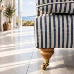 Eastbourne Armchair in Navy Stripe with Navy Stripe Cushions - thumbnail 4