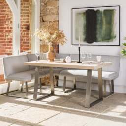 Neptune 150cm Dining Table with RHF Corner Bench & 137cm Low Bench - Misty - thumbnail 5