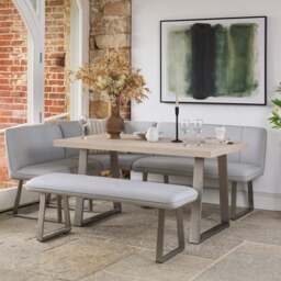 Neptune 150cm Dining Table with RHF Corner Bench & 137cm Low Bench - Misty - thumbnail 2