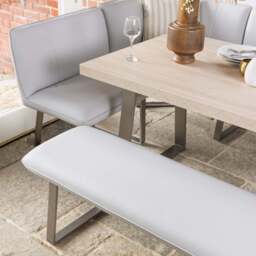 Neptune 150cm Dining Table with RHF Corner Bench & 137cm Low Bench - Misty - thumbnail 6