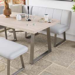 Neptune 150cm Dining Table with RHF Corner Bench & 137cm Low Bench - Misty - thumbnail 3