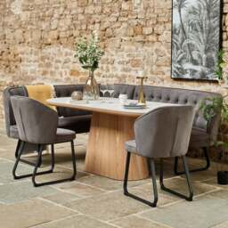 Sutton 200cm Dining Table - Ash with Frampton Corner Bench RHF & 2x Frampton Chairs in Anthracite - thumbnail 2
