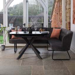Saturn Dark Grey Motion Table with LHF Frampton Corner Bench - Anthracite - thumbnail 1