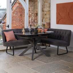 Saturn Dark Grey Motion Table with LHF Frampton Corner Bench - Anthracite - thumbnail 3