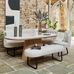 Sutton 200cm Dining Table - Ash with Frampton Corner Bench LHF & Flat Bench in White - thumbnail 1