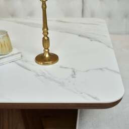 Sutton 160cm Dining Table - Walnut with Frampton Corner Bench LHF & Flat Bench in White - thumbnail 3