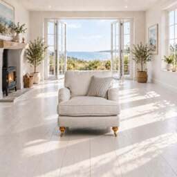 Eastbourne Armchair in Natural with Cove Grey Stripe Cushion - thumbnail 3