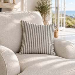 Eastbourne Armchair in Natural with Cove Grey Stripe Cushion - thumbnail 6