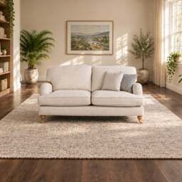 Eastbourne 2 Seater Sofa in Natural with Navy Stripe Cushions - thumbnail 2