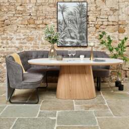 Sutton 200cm Dining Table - Ash with Frampton Corner Bench in Anthracite RHF - thumbnail 2