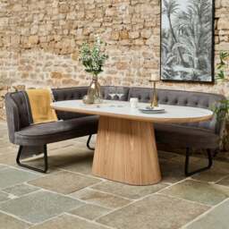 Sutton 200cm Dining Table - Ash with Frampton Corner Bench in Anthracite RHF - thumbnail 1