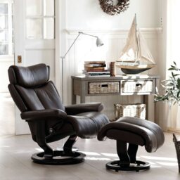 Stressless Magic Recliner With Classic Base & Footstool - Small / Stressless Fabrics
