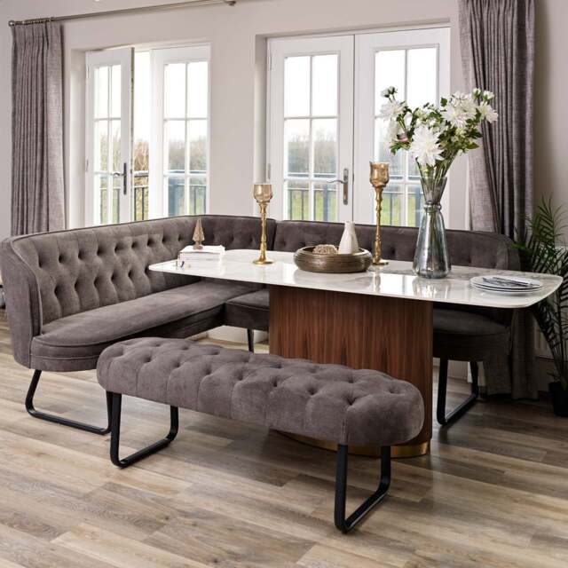 West Bay Dining Table 180cm with Frampton Corner Bench RHF and Low Bench in Anthracite - image 1