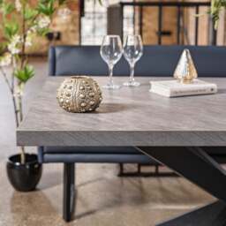 Jupiter Dining Set - Faux Concrete - With LHF Corner Bench & Low Bench in Blue - thumbnail 6