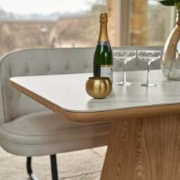 Sutton 160cm Dining Table - Ash with Frampton Corner Bench RHF & 2x Frampton Chairs in White - thumbnail 3