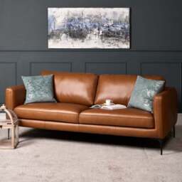 Carnaby Leather Sofa 3 Seater - Palomino Tan - thumbnail 2
