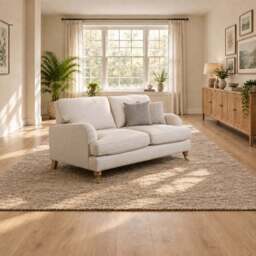Eastbourne 2 Seater Sofa in Natural with Grey Stripe Cushions - thumbnail 1
