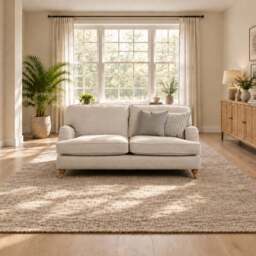 Eastbourne 2 Seater Sofa in Natural with Grey Stripe Cushions - thumbnail 2