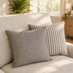 Eastbourne 2 Seater Sofa in Natural with Grey Stripe Cushions - thumbnail 6