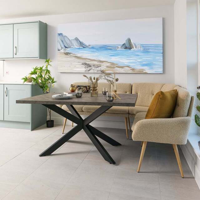 Jupiter 150cm Dining Table - Faux Concrete - With Sloane Corner Bench - image 1