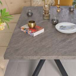 Jupiter 150cm Dining Table - Faux Concrete - With Sloane Corner Bench - thumbnail 3