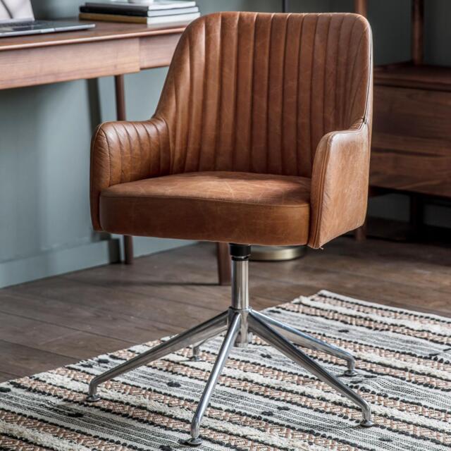 Curie Swivel Chair Vintage Brown Leather - image 1