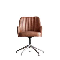 Curie Swivel Chair Vintage Brown Leather - thumbnail 4