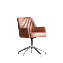 Curie Swivel Chair Vintage Brown Leather - thumbnail 5