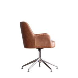 Curie Swivel Chair Vintage Brown Leather - thumbnail 6