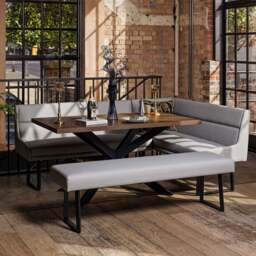 Jupiter Dining Set - Dark Oak - With LHF Corner Bench & Low Bench in Light Grey - thumbnail 2