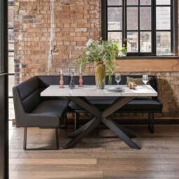 Jupiter Dining Set - Marble Effect - With RHF Corner Bench in Black - thumbnail 1