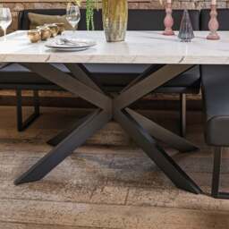 Jupiter Dining Set - Marble Effect - With RHF Corner Bench in Black - thumbnail 6