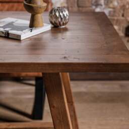 Brisbane 200cm Dining Table & Industrial Corner Bench in Tan - thumbnail 4