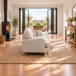 Eastbourne 3 Seater Sofa in Natural with Grey Stripe Cushions - thumbnail 3