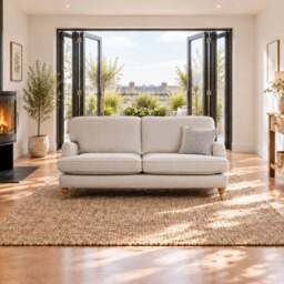 Eastbourne 3 Seater Sofa in Natural with Grey Stripe Cushions - thumbnail 2