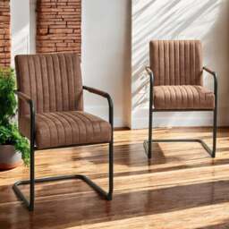 Adele Pocket Sprung Dining Chair - Light Brown (Set of 2) - thumbnail 1
