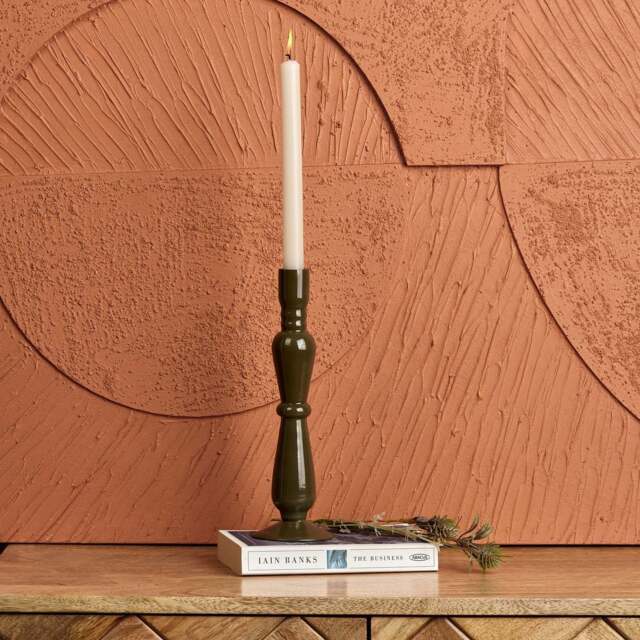 Royal Glass Candle Stick in Green Gold - Small - image 1