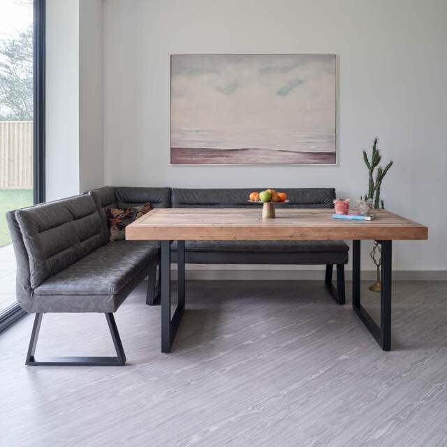 Adelaide 180cm Dining Table with Industrial Corner Bench in Grey - image 1