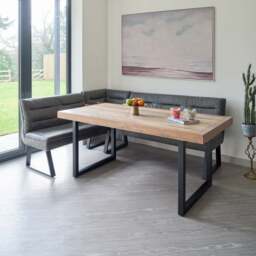 Adelaide 180cm Dining Table with Industrial Corner Bench in Grey - thumbnail 2
