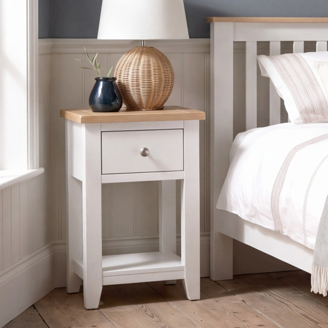 Tetbury 1 Drawer Lamp Table With Shelf in Painted / Oak - image 1