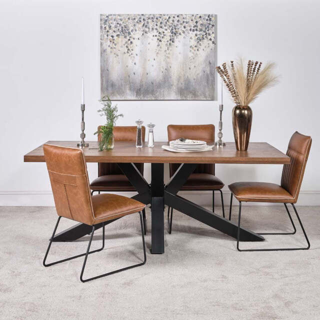 Soho Dining Table 200cm & 4 Hardy Dining Chairs - Tan - image 1