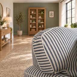 Eastbourne 2 Seater Sofa in Navy Stripe with Navy Stripe Cushions - thumbnail 6