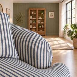 Eastbourne 2 Seater Sofa in Navy Stripe with Navy Stripe Cushions - thumbnail 5