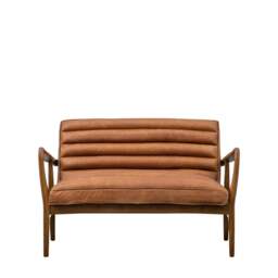 Datsun 2 Seater Sofa Vintage Brown Leather - thumbnail 6