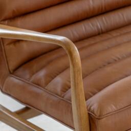 Datsun 2 Seater Sofa Vintage Brown Leather - thumbnail 3